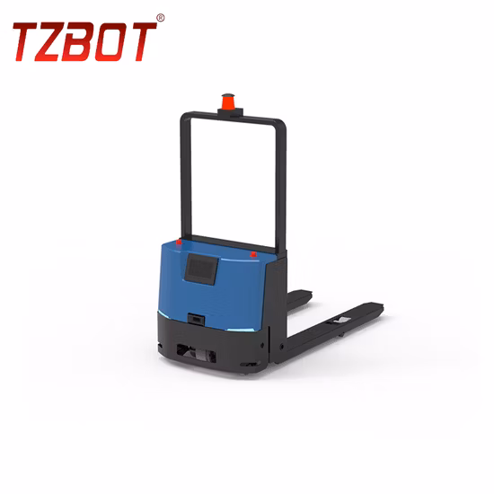 Tzbot Laser Guide Forklift AGV bestehend aus einer Fahrzeugkarosserie mit Lasernavigationssensor und Hindernisvermeidungssensor (TZAFK).
